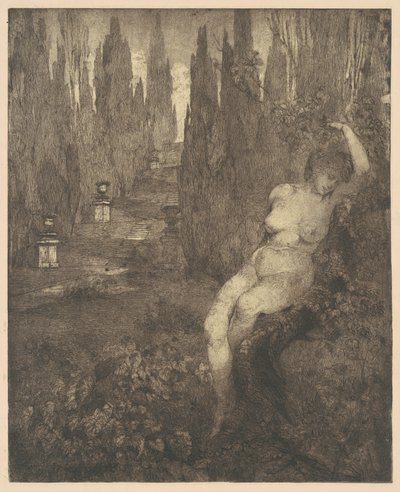 Nahá žena spí v parku, 1890s. od Carlo Paolo Agazzi