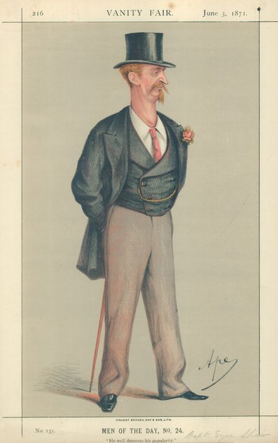 Kapitán Eyre Shaw, zaslouží si svou popularitu, 3. června 1871, karikatura Vanity Fair od Carlo Pellegrini