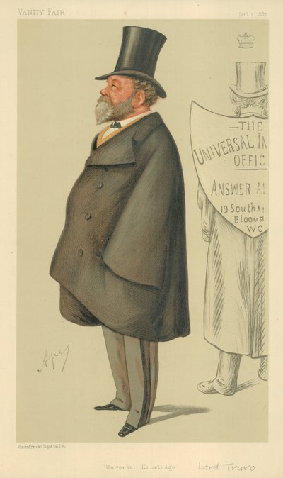 Lord Truro, Universal Knowledge, 1. ledna 1887, karikatura Vanity Fair od Carlo Pellegrini