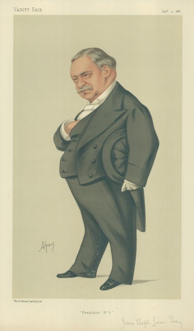 M Jean Baptiste Leon Say, prezident č. 3, 4. prosince 1880, karikatura Vanity Fair od Carlo Pellegrini
