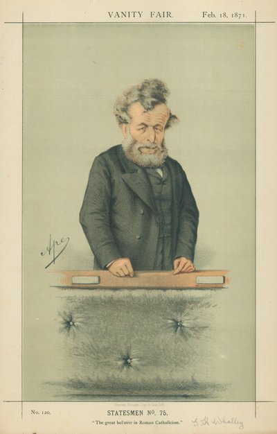 Pan George Hammond Whalley, velký vyznavač římského katolicismu, 18. února 1871, karikatura Vanity Fair od Carlo Pellegrini