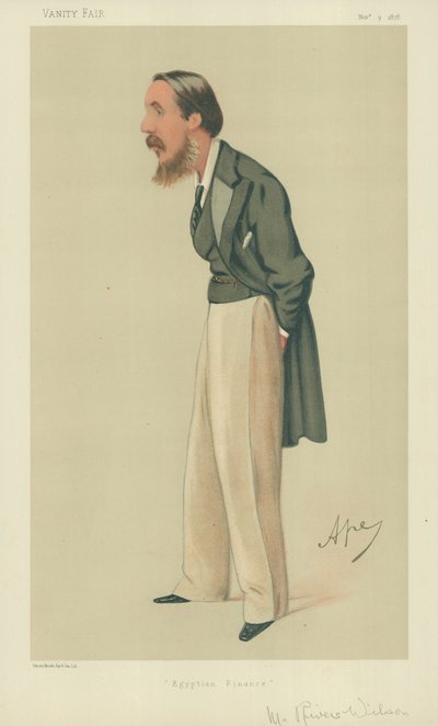Pan Rivers Wilson, egyptské finance, 9. listopadu 1878, karikatura Vanity Fair od Carlo Pellegrini