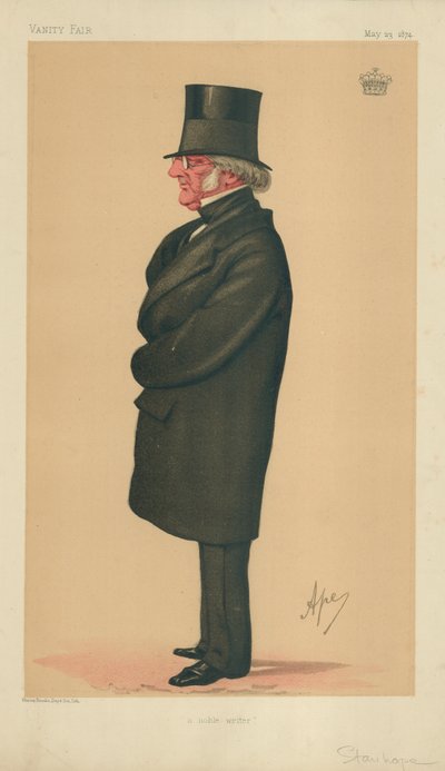 Philip-Henry Stanhope Stanhope, vznešený spisovatel, 23. května 1874, karikatura Vanity Fair od Carlo Pellegrini