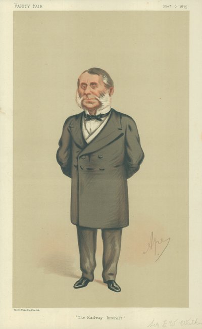 Sir Edward William Watkin, The Railway Interest, 6. listopadu 1875, karikatura Vanity Fair od Carlo Pellegrini