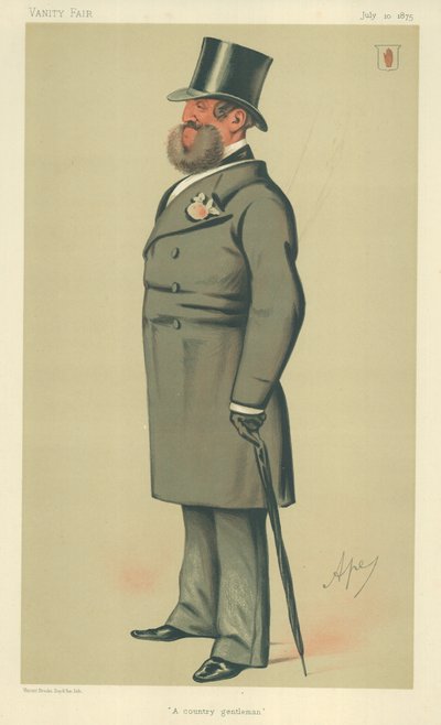 Sir Henry Josias Stracey, venkovský gentleman, 10. července 1875, karikatura Vanity Fair od Carlo Pellegrini