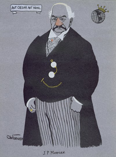 Karikatura Johna Pierponta Morgana (1837-1913), z filmu Milionáři Ameriky od Carlo de Fornaro