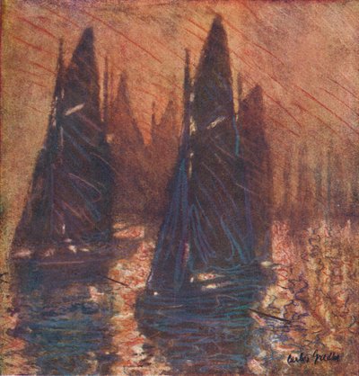 Rybářské lodě v mlze, c1913. od Carlos Grethe
