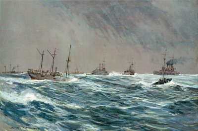 Válečné lodě Spojených států v bouřlivém počasí u kubánského pobřeží od Carlton Theodore Chapman