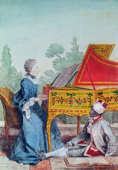Portrét mademoiselle Desgotsové ze Saint-Domingue se svým otrokem Laurentem od Carmontelle