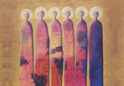 Barevné postavy s svatozáří od Carolina Gårdheim