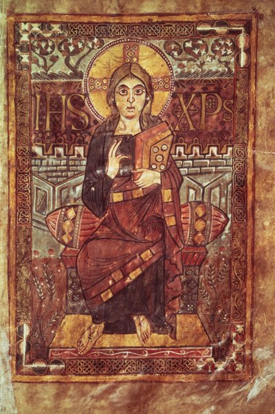 NAL 1203 fol. 3 Kristus ve majestátu, z evangelia v Božích měřítkách, kolem 781-783 našeho letopočtu od Carolingian School