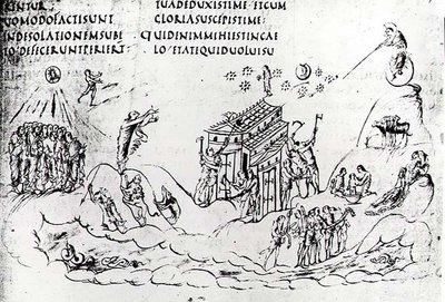 Různé scény ilustrující jeden ze žalmů z Utrechtského žalmu, kopie originálu z Remeše nyní v knihovně Utrechtské univerzity (pero a inkoust) od Carolingian School