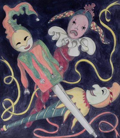 The Jesters Puppets (wc na papíře) od Carolyn Hubbard Ford