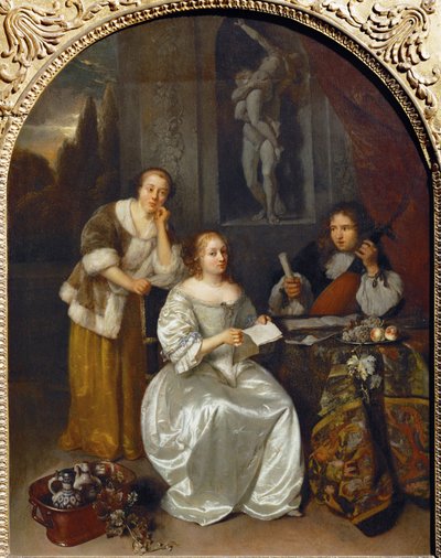 La lecon de chant - Lekce zpěvu ... od Caspar (studio of) Netscher