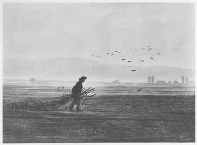 Podzimní krajina s mužem sbírajícím dřevo od Caspar David Friedrich