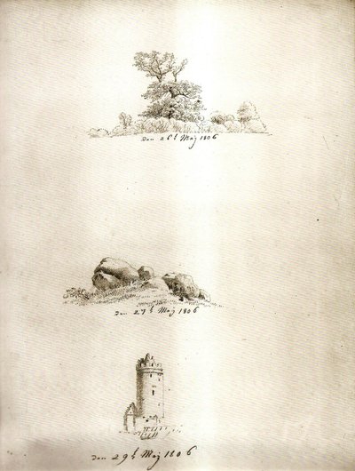 Strom, kurník a věž od Caspar David Friedrich