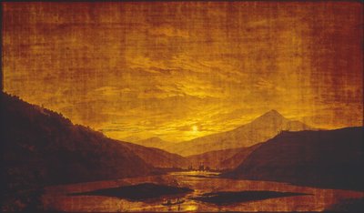 Říční krajina v noci od Caspar David Friedrich