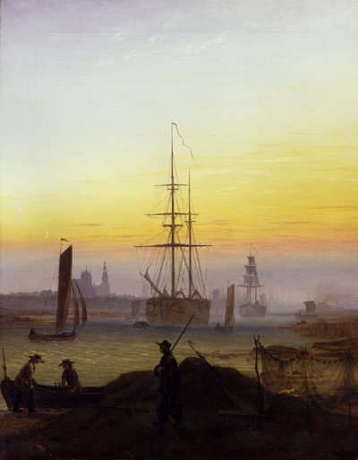 Německy: Der Greifswalder Hafen Přístav Greifswald od Caspar David Friedrich