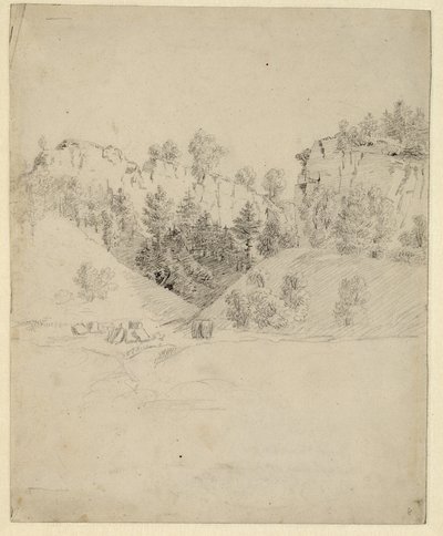 Německy: Landschaft mit einem Steinbruch Krajina s lomem od Caspar David Friedrich
