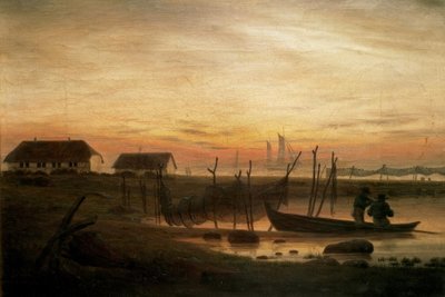 Pobřežní krajina ve večerním světle od Caspar David Friedrich