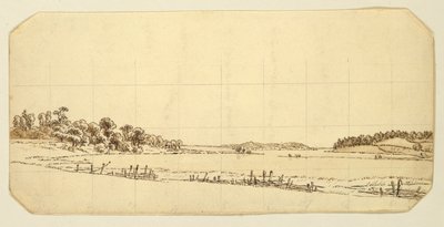 Lakeside, 1802-3 (pero a hnědý inkoust promývaný tužkou na papíře) od Caspar David Friedrich