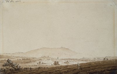 Krajina v Čechách s výhledem na horu Jeschken, 1803 (pero & inkoust na papíře) od Caspar David Friedrich