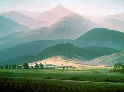 Krajina v pohoří Riesengebirge od Caspar David Friedrich