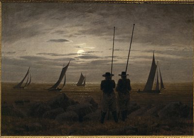 Měsíční noc na pláži s rybáři od Caspar David Friedrich