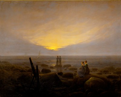 Východ měsíce nad mořem od Caspar David Friedrich