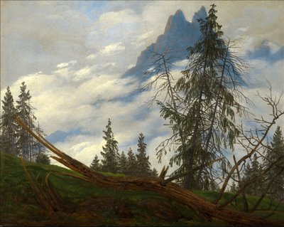 Vrchol hory s unášenými mraky od Caspar David Friedrich