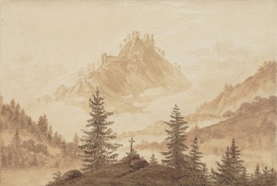 Horská krajina s mlhou v údolí, cca 1805. od Caspar David Friedrich