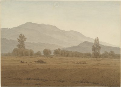 Novoluní nad pohořím Riesengebirge od Caspar David Friedrich