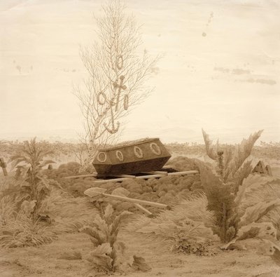 Rakev na čerstvém hrobě od Caspar David Friedrich
