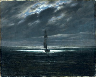 Kus moře za svitu měsíce (olej na plátně) od Caspar David Friedrich