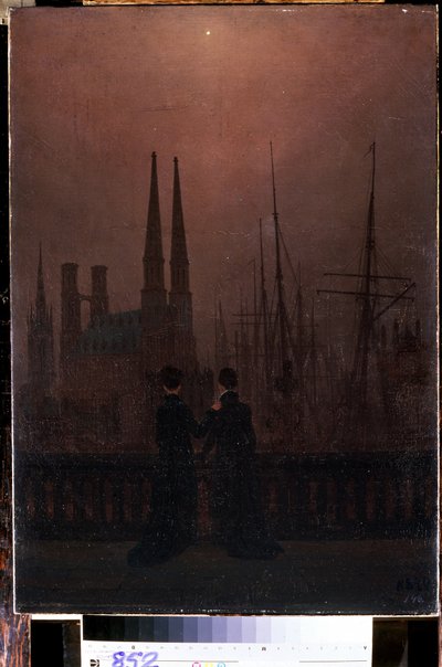 "Večer v přístavu nebo sestry"" (Noc v přístavu (Sestry)) Obraz Caspara Davida Friedricha (1774-1840) 1818-1820 Rozměr 74x52 cm Muzeum Ermitáž, Petrohrad od Caspar David Friedrich