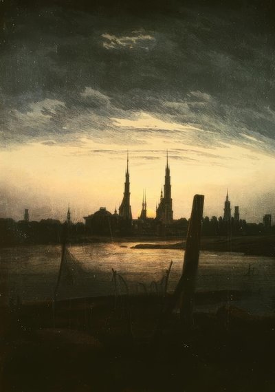 Město při východu měsíce od Caspar David Friedrich