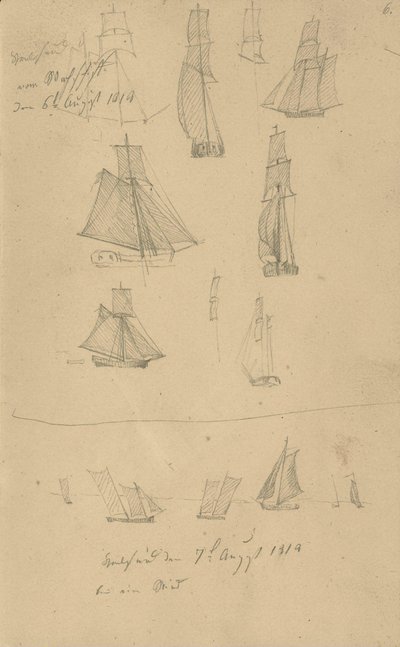 Studie plachetnic od Caspar David Friedrich
