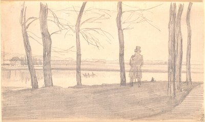 Pohled přes Labe. Vlevo venkovský dům od Caspar David Friedrich
