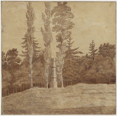 Lesní mýtina s obeliskem v údolí Seifersdorf od Caspar David Friedrich