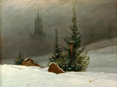 Zimní krajina s kostelem od Caspar David Friedrich