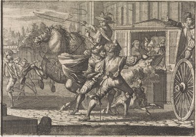 Útok na Nicolau Monteiro, převora Cedofeita, v ulicích Říma od Caspar Luyken (attributed to)