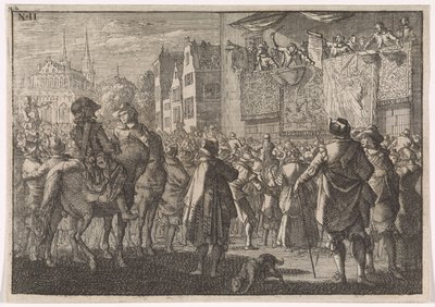 Vyhlášení míru z Osnabrücku ve městě, 1648 od Caspar Luyken (attributed to)