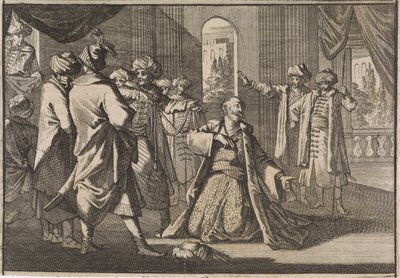 Emir Fakardin prosí sultána Murata IV o jeho život, 1633 od Caspar Luyken (attributed to)