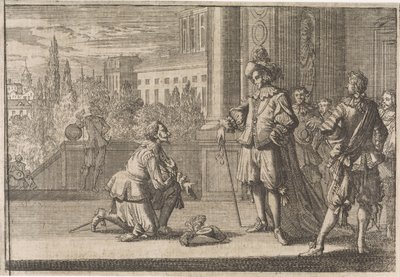 Karel IV., vévoda lotrinský klečící před Ludvíkem XIII., 1641 od Caspar Luyken (attributed to)
