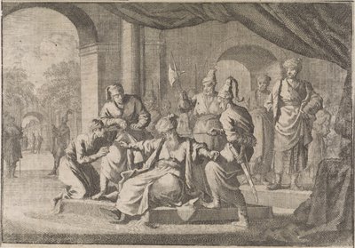 Mustafa, synovec sultána Murata IV., je na jeho příkaz uškrcen, 1639 od Caspar Luyken (attributed to)