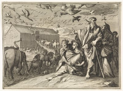Noe a jeho rodina směřují k arše od Caspar Luyken