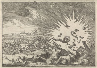 Exploze francouzské prachárny během obléhání Namuru, 1640 od Caspar Luyken