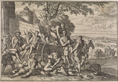 Španělští vojáci jsou naloženi na vozy a odvezeni, 1641 od Caspar Luyken