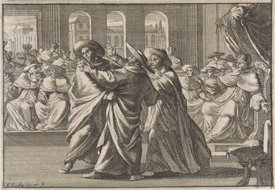Během volby Urbana VIII se střetli kardinál Borja a kardinál Antonio Barberini, 1632 od Caspar Luyken