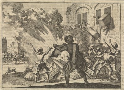 Tollhouse v Lyonu je vydrancován v důsledku zvýšených spotřebních daní, 1625 od Caspar Luyken